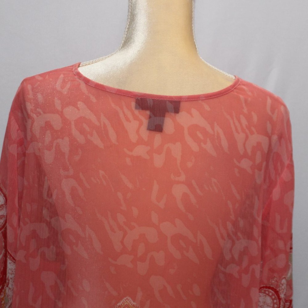 Style & Co Sheer Corral and Leopard Print Boho Top - Picture 7 of 13